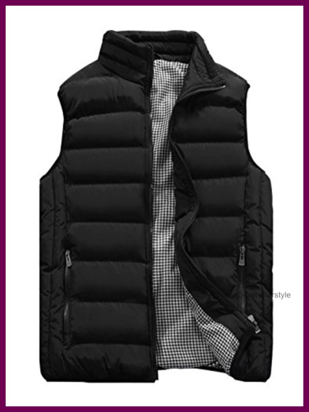 Men's Quilted Padded Vest Stand Collar Outdoor Casual Jacket